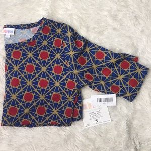 LuLaRoe Julia Blue Red Print Pencil Stretch Dress